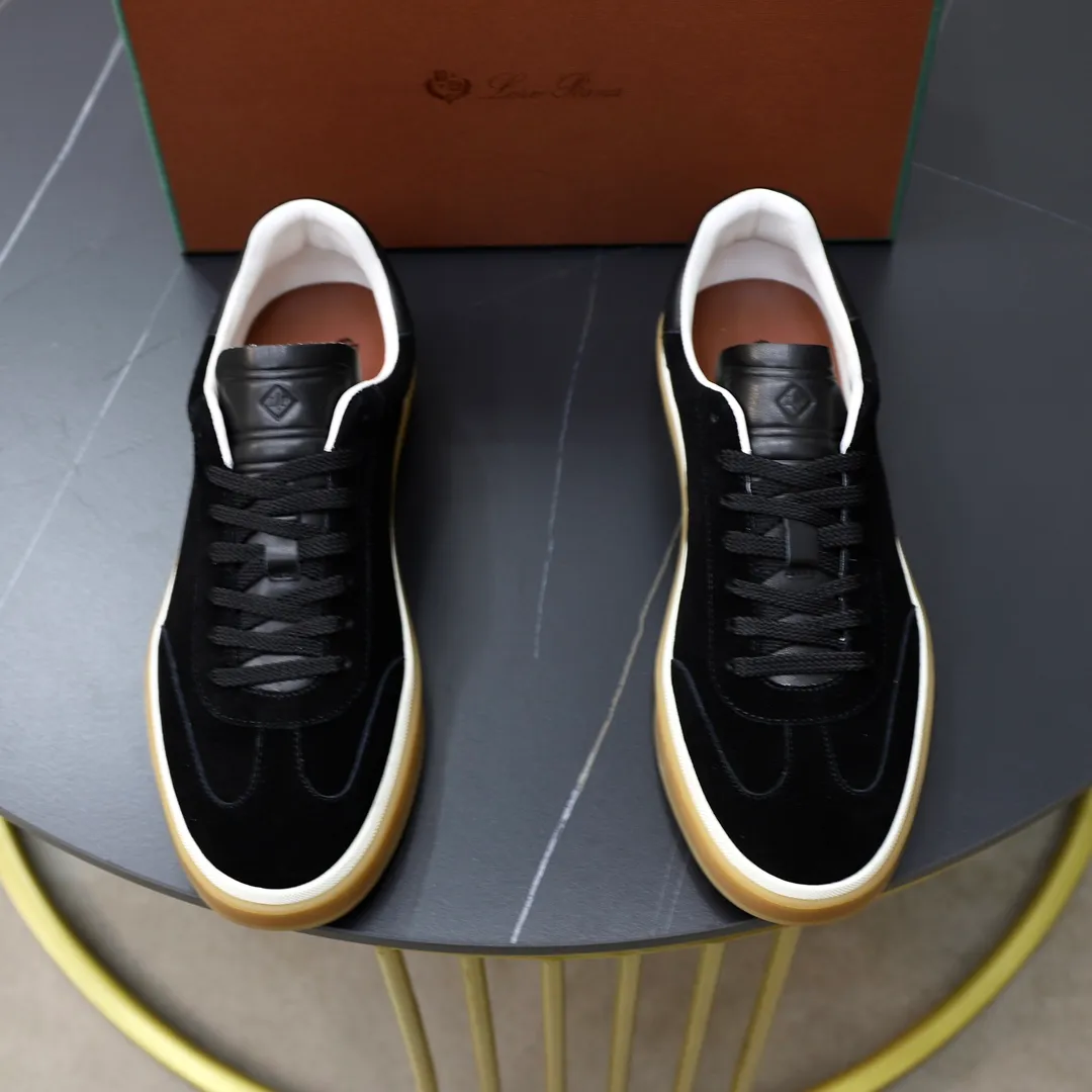 Men's Men's Shoes💰540💰••New Products•• LoroPian*_Noyo-Pianya New men's casual moral training sneakers, LP lace-up casual shoes!  Made of original imported soft cowhide and suede fabric, it highlights the sporty style. The heel is decorated with logo embossing and the original molding. The raw rubber translucent sole combined with the color welt adds a sense of modernity to the shoe. The shoe is overall refreshing and easy to match with style. It has a full cowhide lining for the feet. The original box packaging at the counter comes with wooden balls and a dust bag! Size: 38-44 (.45 customized)